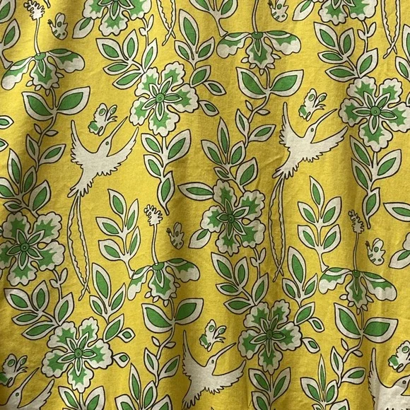 Rhode Women's‎ Small Cotton Floral Crew Neck  Long Sleeve Dress Yellow - Picture 3 of 10